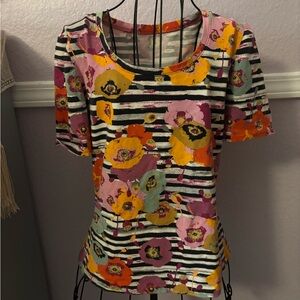Women’s Colorful Floral Striped Top Size Large